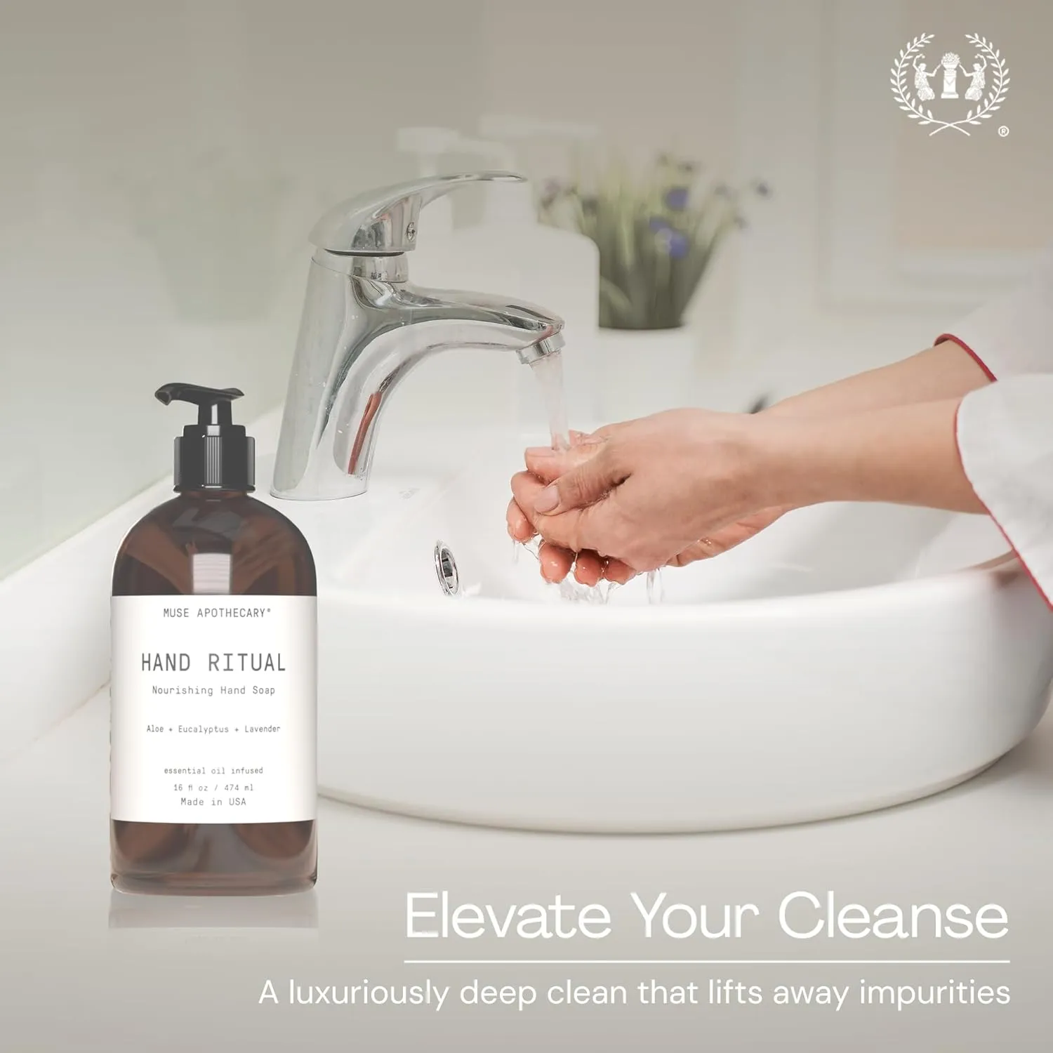 Muse Apothecary Hand Ritual - Aromatic and Nourishing Hand Soap, Infused with Natural Aromatherapy Essential Oils - USDA Certified Biobased - 16 oz, Aloe   Eucalyptus   Lavender, 3 Pack