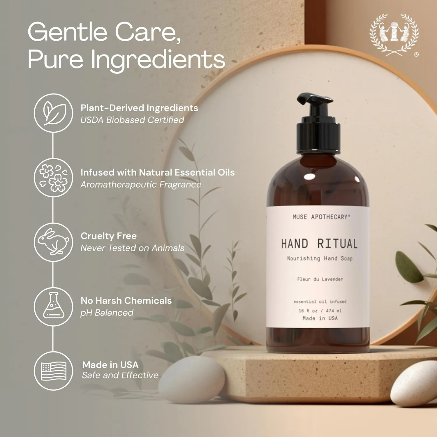 Muse Apothecary Hand Ritual - Aromatic and Nourishing Hand Soap, Infused with Natural Aromatherapy Essential Oils - USDA Certified Biobased - 16 oz, Aloe   Eucalyptus   Lavender, 3 Pack
