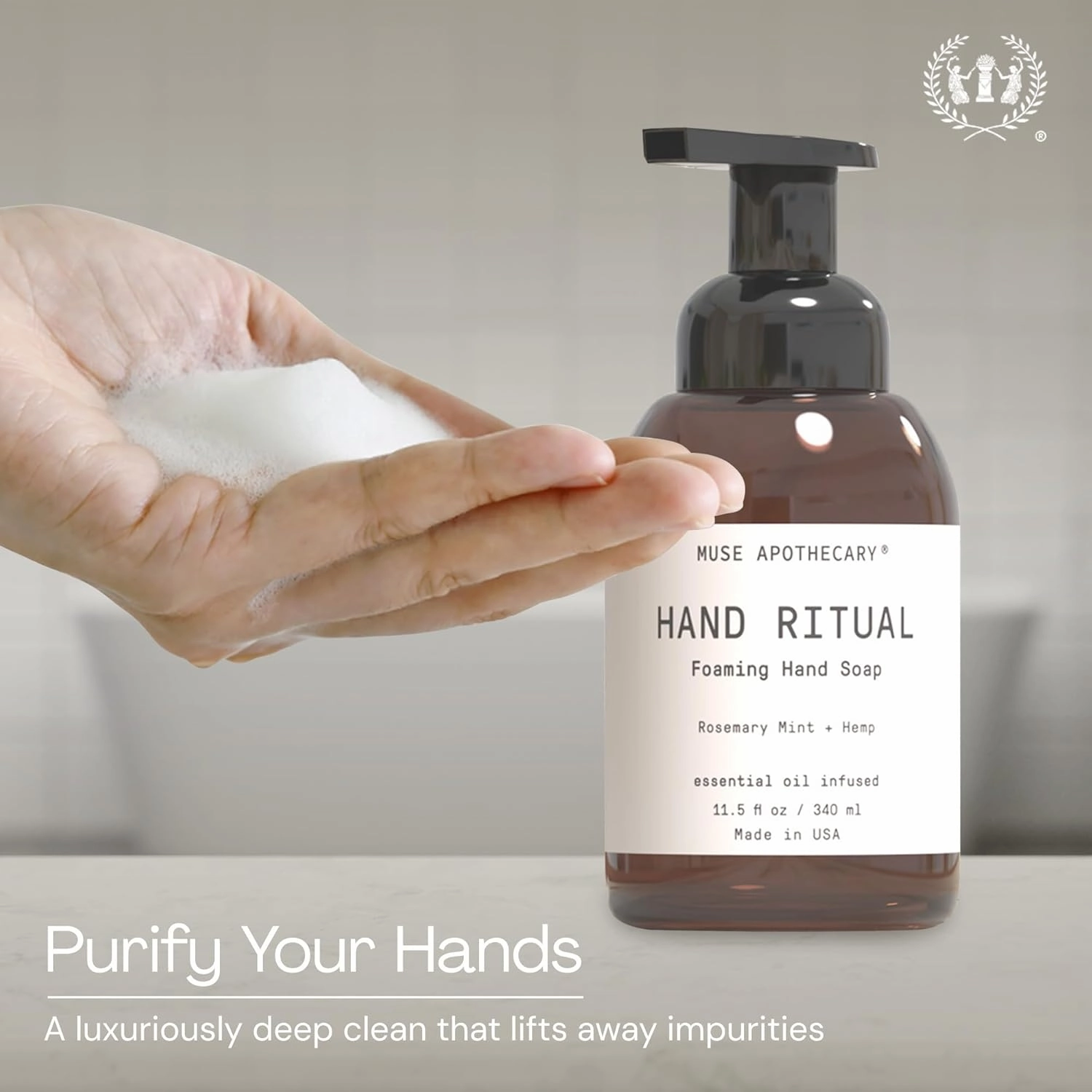 Muse Apothecary Hand Ritual - Aromatic and Nourishing Foaming Hand Soap, Infused with Natural Aromatherapy Essential Oils - USDA Certified Biobased - 11.5 oz, Fleur du Lavender, 3 Pack