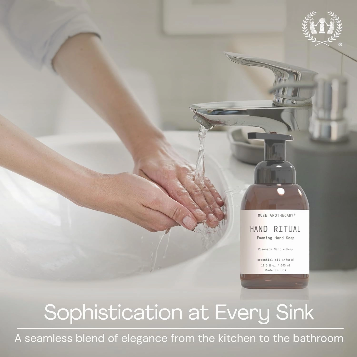 Muse Apothecary Hand Ritual - Aromatic and Nourishing Foaming Hand Soap, Infused with Natural Aromatherapy Essential Oils - USDA Certified Biobased - 11.5 oz, Fleur du Lavender, 3 Pack