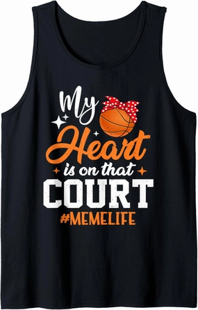 My Heart is On That Court Basketball Meme Tank Top