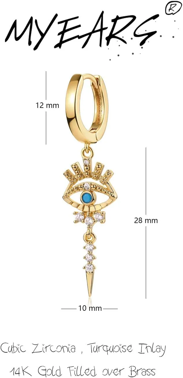 MYEARS Women Earrings Gold Huggie Hoop Dangle Drop 14K Gold Plated Small Simple Hypoallergenic Everyday Jewelry