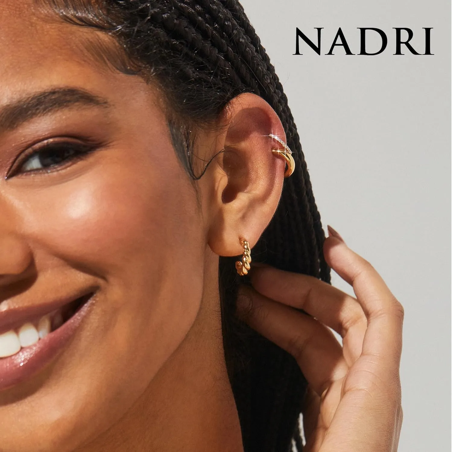 Nadri Hoop Earrings Set of 3 - Plated Earrings for Women, Hoop Earrings for Women Trendy, Lightweight Chunky Open Hoops