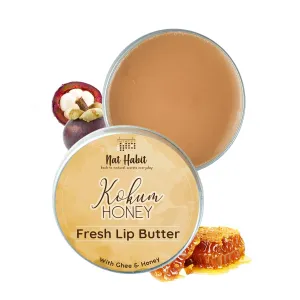 Nat-Habit Kokum Honey Lip Balm Fresh Infused Lip Butter With Desi Ghee & Raw Honey For Lip Pigmentation, Lightening, Lip Repair, Dark And Chapped Lips (10gm) (Pack of 1) Visit the Nat Habit Store