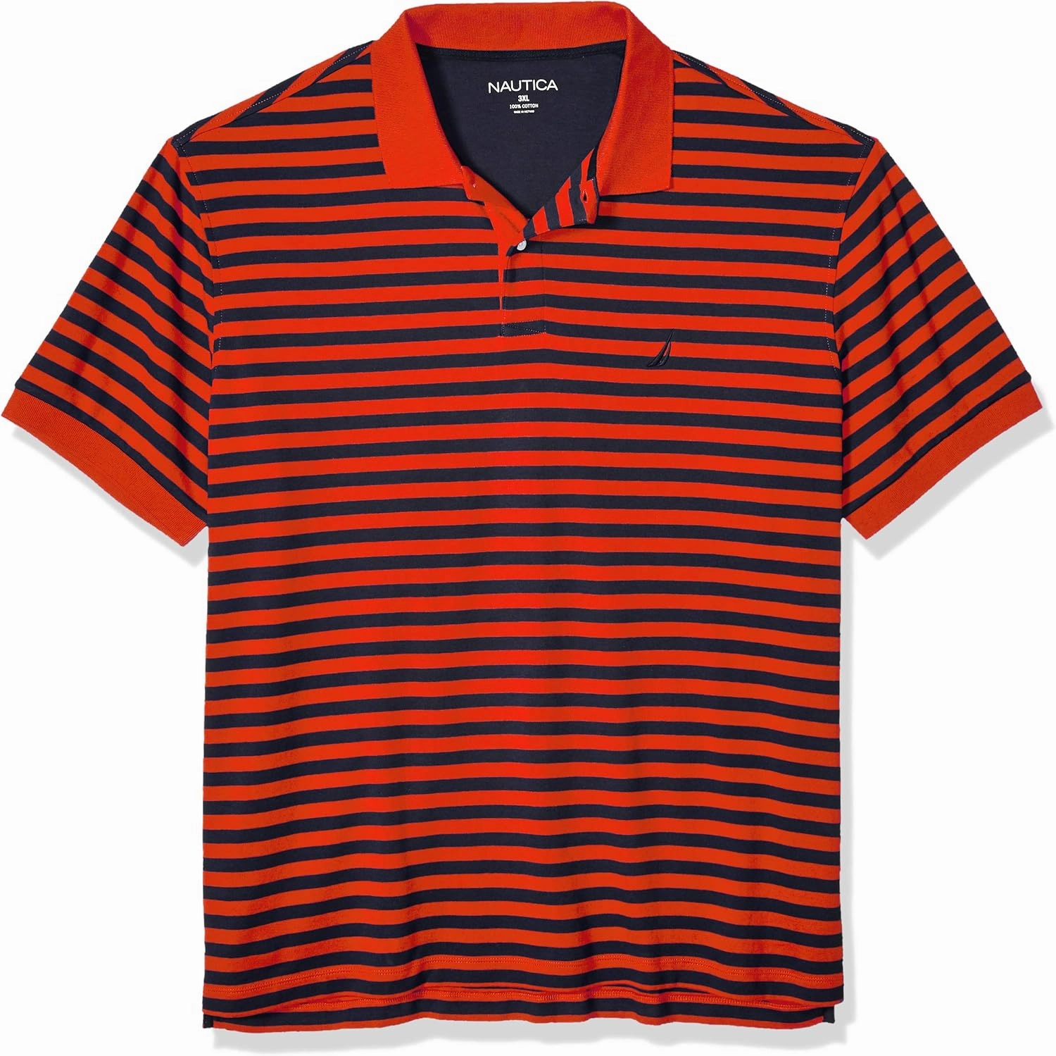 Nautica Men's Classic Fit 100% Cotton Soft Short Sleeve Stripe Polo Shirt