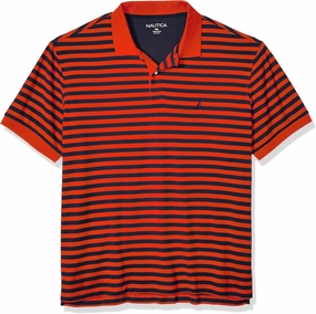 Nautica Men's Classic Fit 100% Cotton Soft Short Sleeve Stripe Polo Shirt