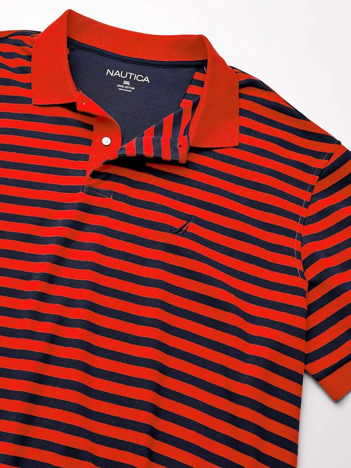 Nautica Men's Classic Fit 100% Cotton Soft Short Sleeve Stripe Polo Shirt