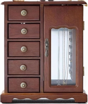 Necklace Organiser Jewelry Boxes Organizer Bracelet Display Stand Women Accessories Storage Wood Jewelry Box Velvet Drawer Ring Necklace Earrings Earring Jewellery Box Necklace Jewellery Box(Type-B)