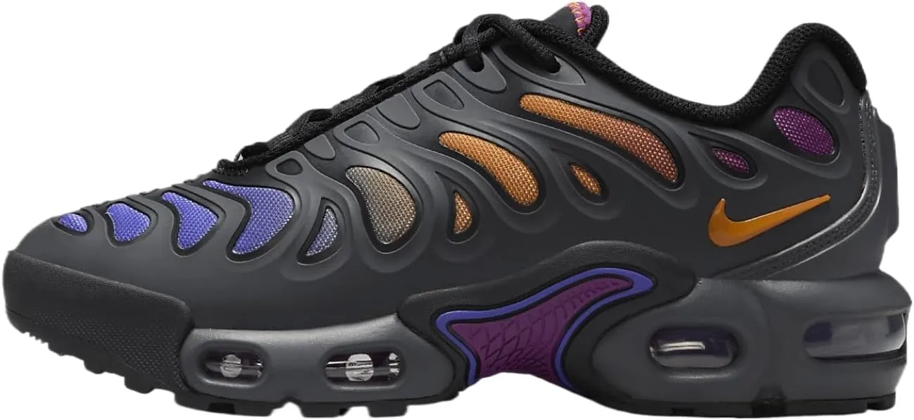 Nike Air Max Plus Drift Big Kids' Shoes (FV5921-001, Anthracite/Black/Viotech/Monarch) Size 6