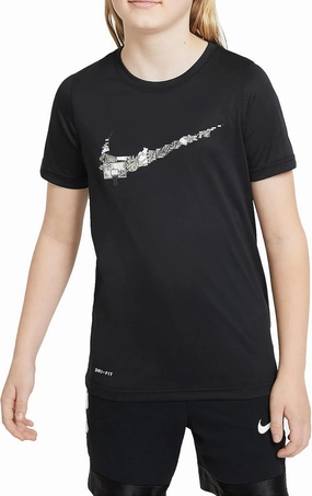 Nike Dri-FIT Basketball Swoosh Big Kids' (Boys') Training T-Shirt, Small Black
