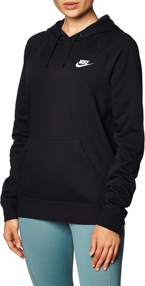 Nike Womens NSW Essential Hoodie Pull Over Fleece Womens BV4124-010 Size XL Black/White