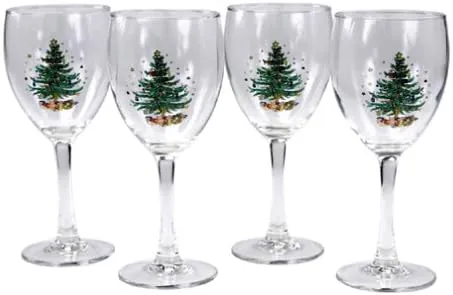 Nikko Ceramics Christmas 11-Ounce Glass Goblets, Set of 4