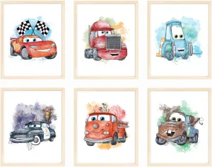 Nistio® Cars Movie Poster Prints, Cars Movie Poster Wall Art Decor, Lightning McQueen, Set of 6, 8x10 inches (Unframed)