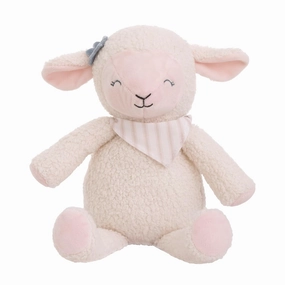 NoJo Farmhouse Chic Pink and White Super Soft Plush Stuffed Animal Lamb with Bandana - Meadow