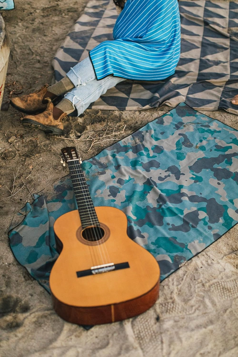 Nomadix Festival Blanket - Perfect for Picnics, Camping, & Lawn Seating - Plush Top & Water Resistant Base - Made with Post Consumer Recycled Materials - 60x70 (Stripes Retro)