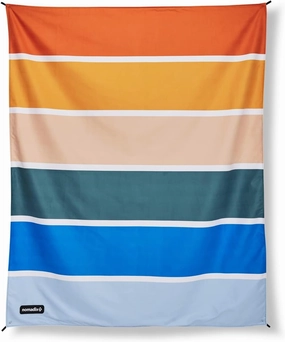 Nomadix Festival Blanket - Perfect for Picnics, Camping, & Lawn Seating - Plush Top & Water Resistant Base - Made with Post Consumer Recycled Materials - 60x70 (Stripes Retro)