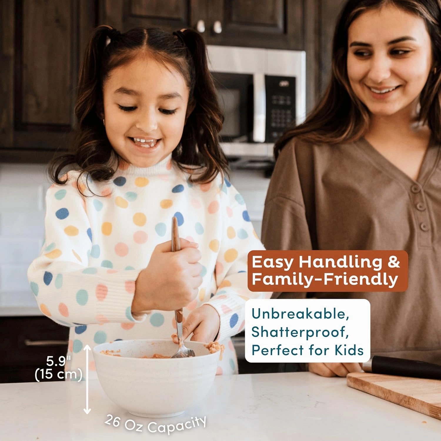 Nook Theory Reusable Wheat Straw Bowls 8 Pcs - 26 Oz Cereal Bowl, Non-Toxic Kids and Toddler Bowl, Microwavable, Dishwasher Safe and Unbreakable Dinnerware (Noir)