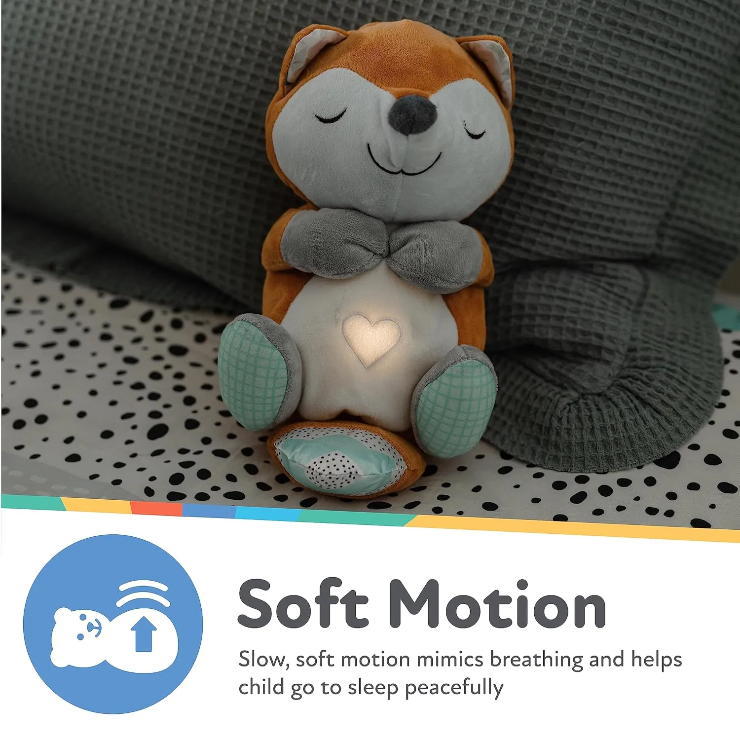 Nuby Lifelike Animated Sleeping Fox with 8 Soothing Lullabies & 4 Calming White Noises, 30 Min Non-Stop