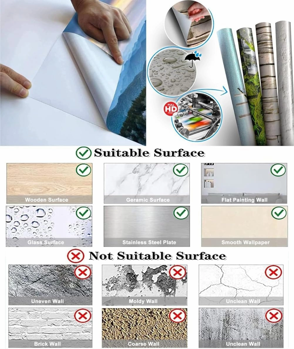 Ocean Scenery Removable Self-Adhesive Mural, Alpine Rocks Peel and Stick Wallpaper,for Kindergarten Bedroom Living Room Kids Room Tv Sofa Background Wall,78.7" W x55.2 H