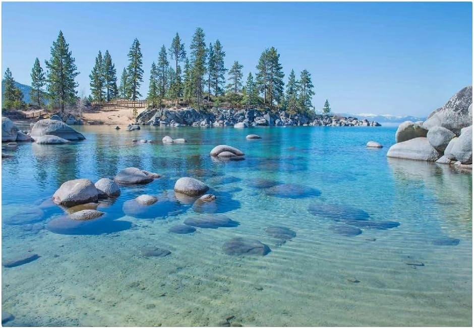 Ocean Scenery Removable Self-Adhesive Mural, Alpine Rocks Peel and Stick Wallpaper,for Kindergarten Bedroom Living Room Kids Room Tv Sofa Background Wall,78.7" W x55.2 H