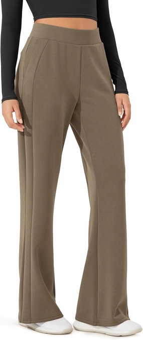 ODODOS Women's Modal Soft Mini Flared Pants with Pockets High Waist Pull-On Casual Lounge Pants-29/31" Inseam