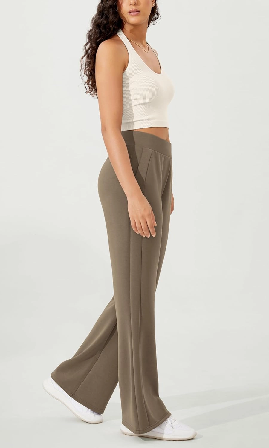 ODODOS Women's Modal Soft Mini Flared Pants with Pockets High Waist Pull-On Casual Lounge Pants-29/31" Inseam