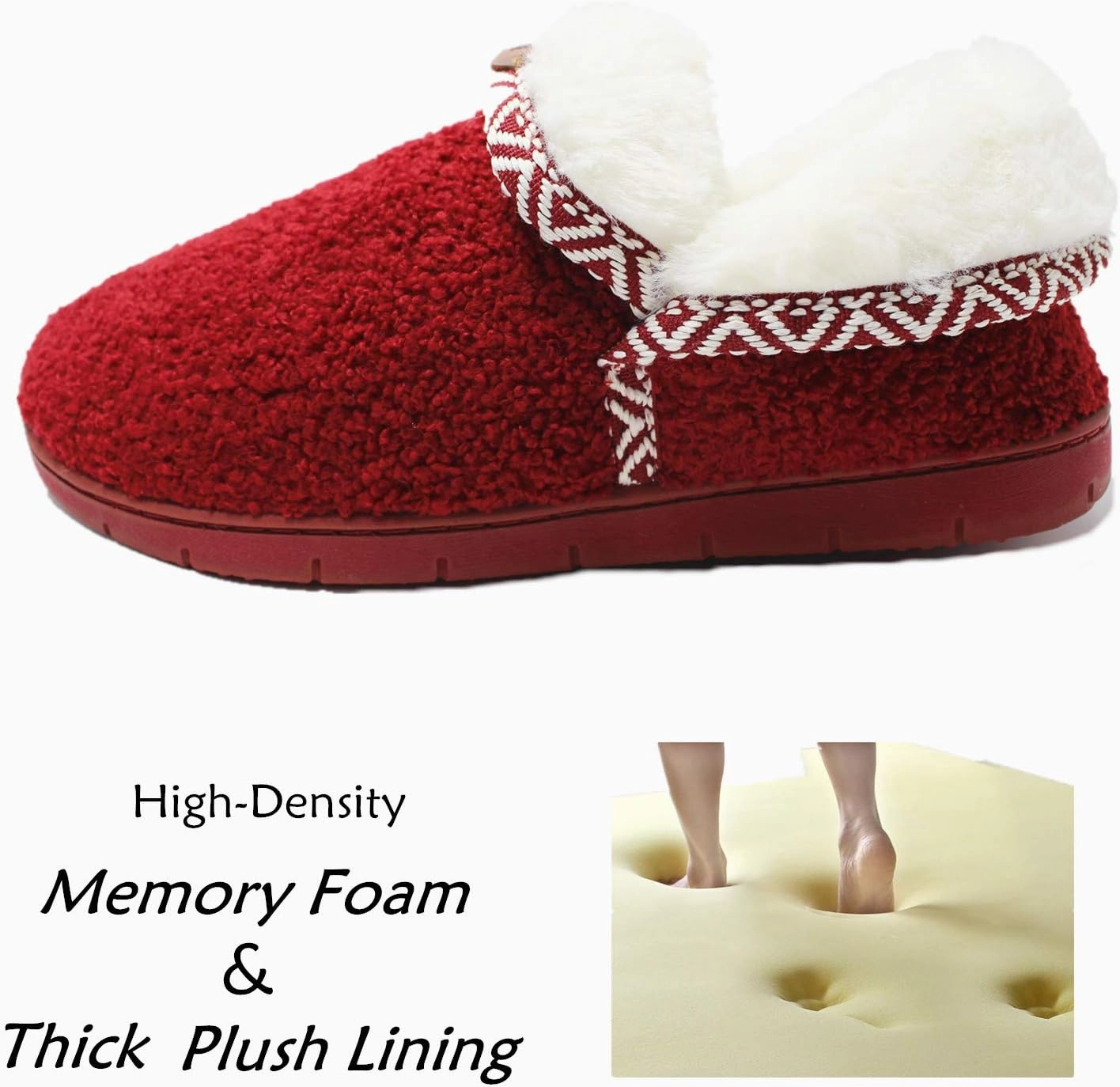 ofoot Women's Warm Fuzzy House Slippers with Back,Faux Fur Bedroom Shoes Soft Thick Memory Foam Plush Lining Indoor Outdoor Non Slip Rubber Soles