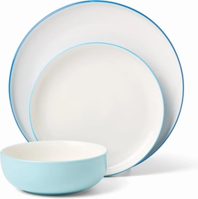 Oneida 24/7 Colors Piece Dinnerware Set, Turquoise, 12 Count, Teal Green