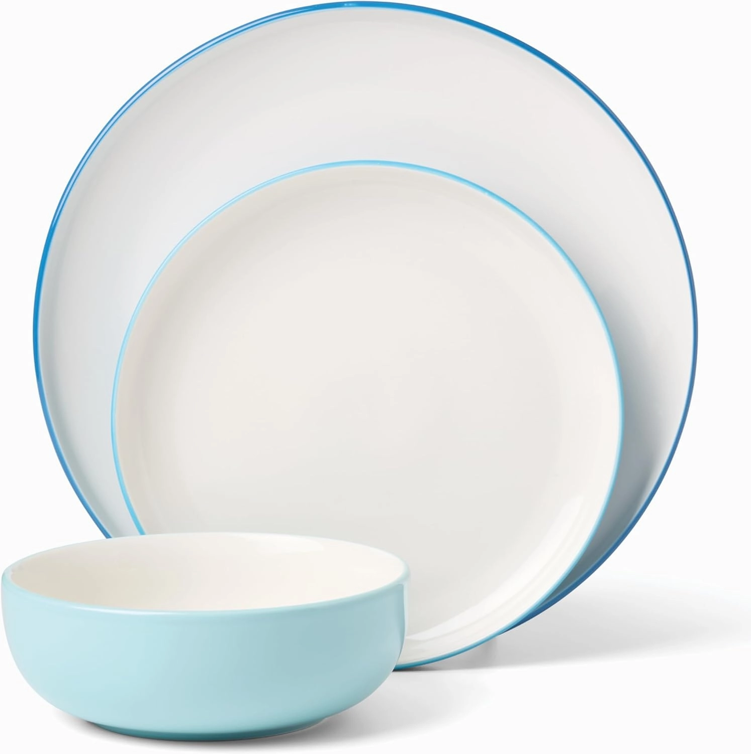 Oneida 24/7 Colors Piece Dinnerware Set, Turquoise, 12 Count, Teal Green