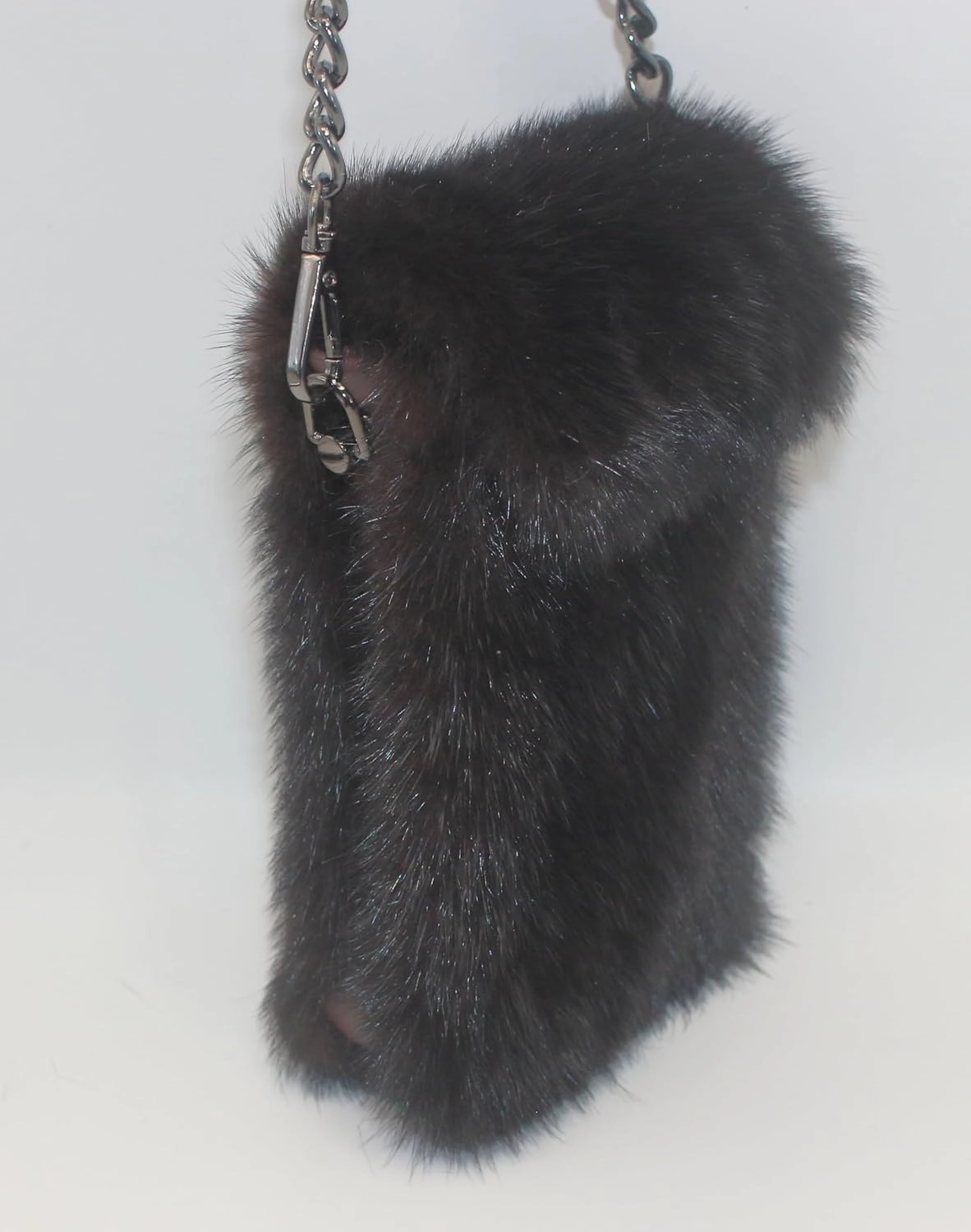 Opulent Danish Mink Fur Elegance Handbag with Genuine Sheepskin Lining - Ethical Luxury, Spacious Sophistication