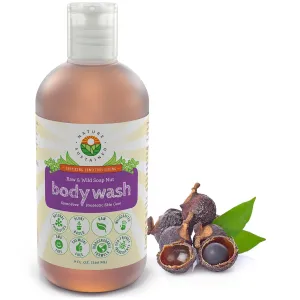 Organic Body Wash & Face Wash – Raw & Wildcrafted with Probiotics, Soapberry Formula for Eczema & Psoriasis - Wild Plants Selected for Sensitive & Dry Skin, 9oz, Original