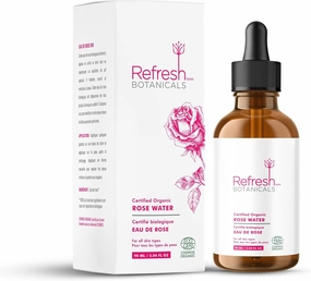 Organic Rose Water by Refresh Botanicals | ECOCERT Cosmos Certified | for All Skin Types | Rose Water for Face | Alcohol-Free, Chemicals Free | Product of Canada | 90 ml