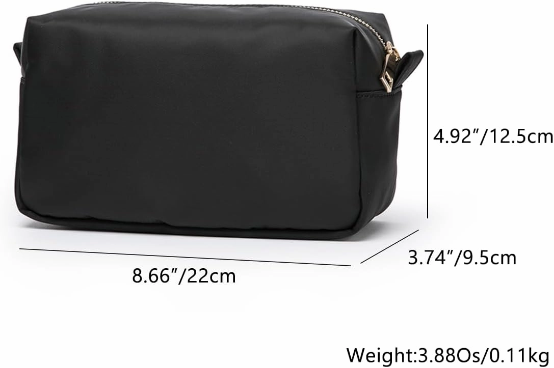 Organizer Bag Lightweight Cosmetic Bag with Ring Clasp Perfect Travel Makeup Bag for Women nylon Stand Up Design (Black/Nylon)