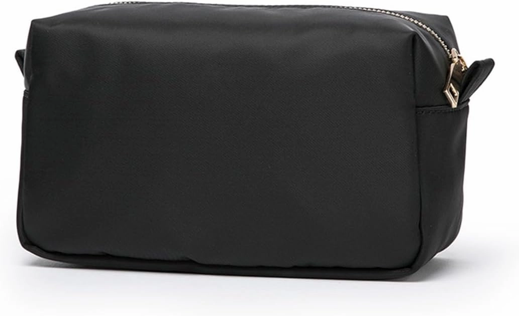 Organizer Bag Lightweight Cosmetic Bag with Ring Clasp Perfect Travel Makeup Bag for Women nylon Stand Up Design (Black/Nylon)