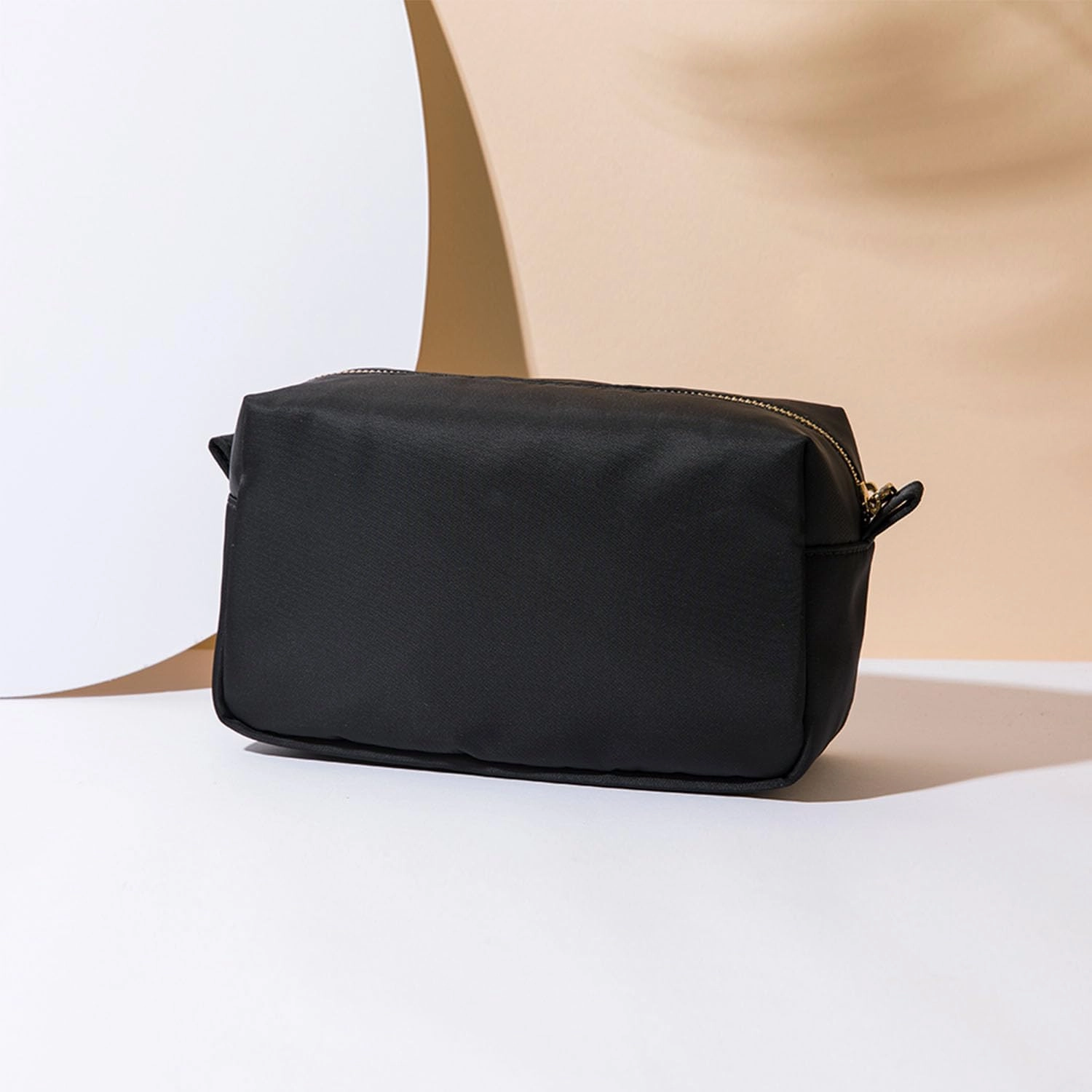 Organizer Bag Lightweight Cosmetic Bag with Ring Clasp Perfect Travel Makeup Bag for Women nylon Stand Up Design (Black/Nylon)