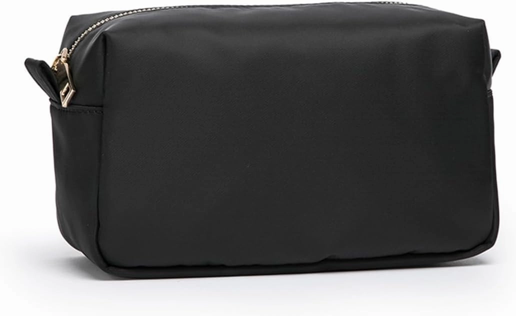 Organizer Bag Lightweight Cosmetic Bag with Ring Clasp Perfect Travel Makeup Bag for Women nylon Stand Up Design (Black/Nylon)