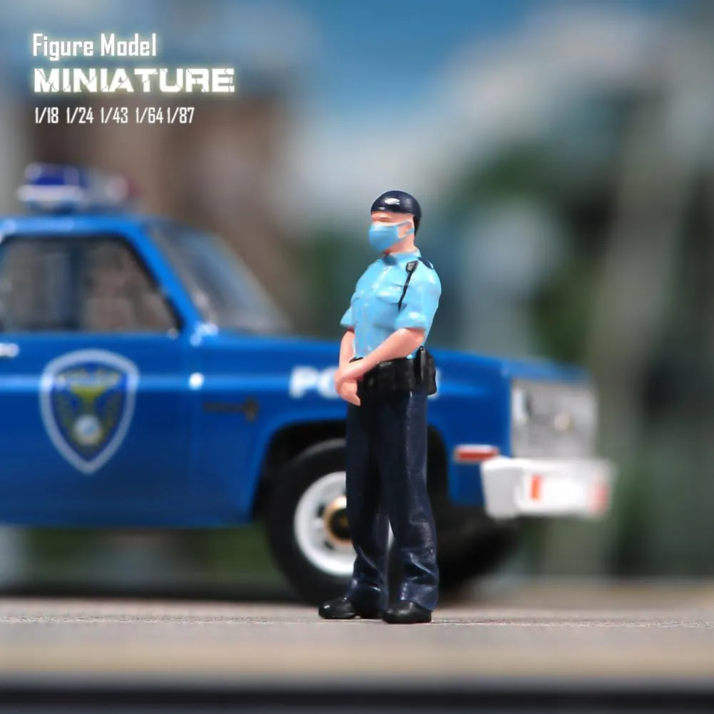 Painted Miniatures 1/18 1/24 1/64 1/43 1/87 Scale Policeman Stand Posture Toy Miniature Figure Diorama Action Figure Doll for Cars Vehicles Collection Display Scene (Painted, 1/43 Scale)
