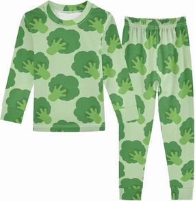 Pajama Sets Long Sleeve Broccoli Cabbage Pattern Soft Comfy Sleepwear 2 Piece PJS 3-8T