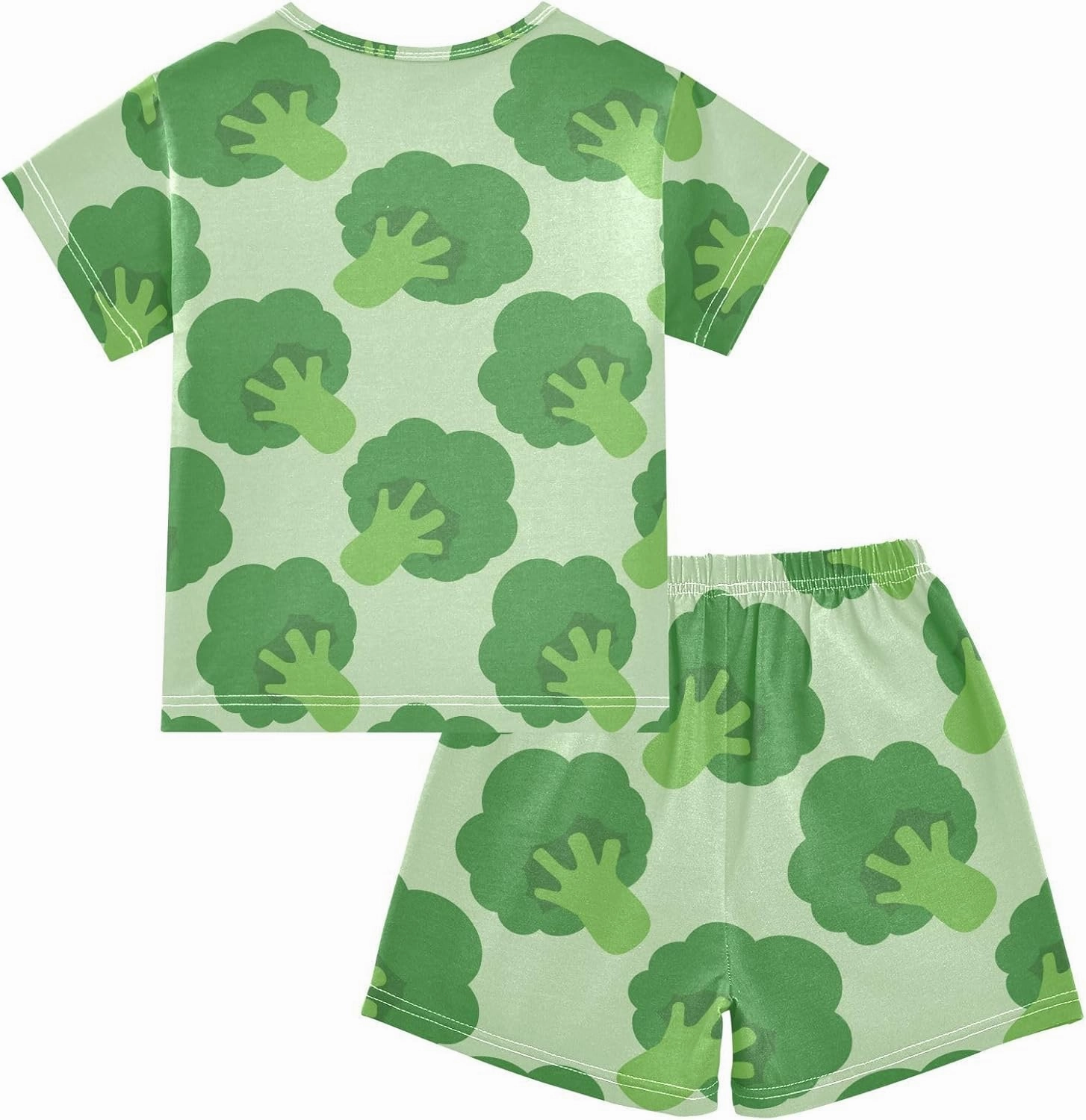 Pajama Short Sets Broccoli Cabbage Pattern Soft Cotton Summer Sleepwear 2 Piece PJS Size 5-14T