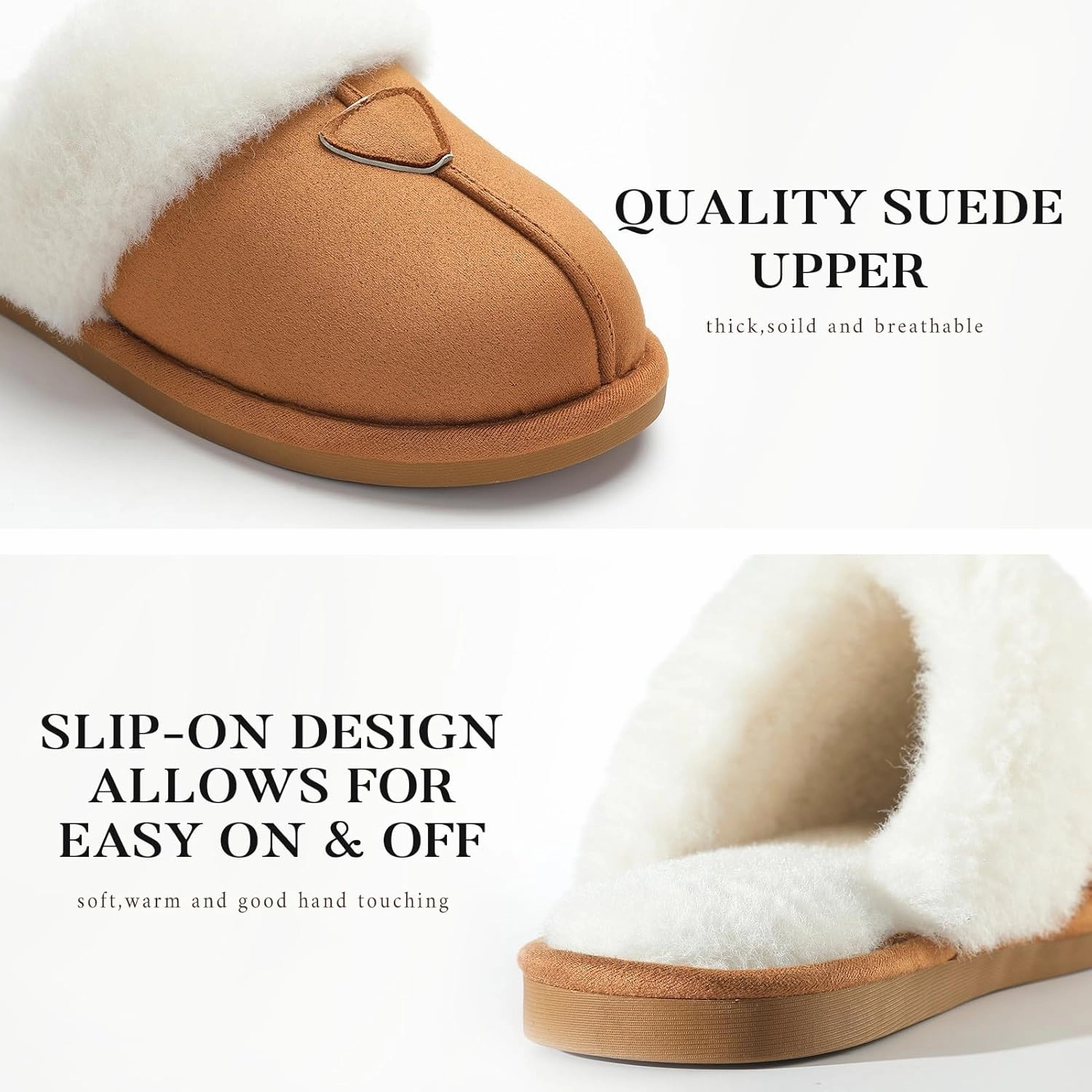 Parlovable Womens Fuzzy Slippers Memory Foam Suede House Slippers Faux Fur Indoor Outdoor Shoes
