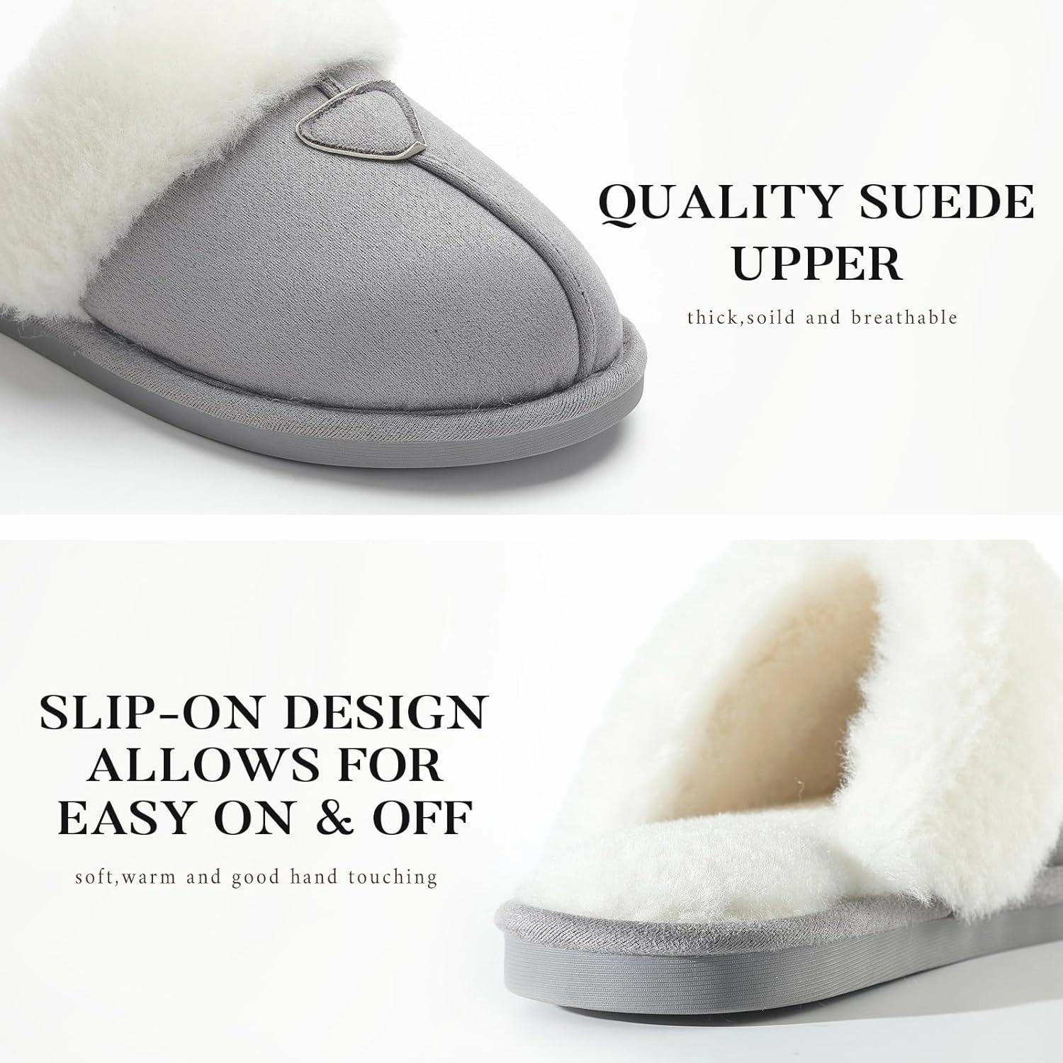 Parlovable Womens Fuzzy Slippers Memory Foam Suede House Slippers Faux Fur Indoor Outdoor Shoes