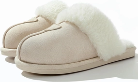 Parlovable Womens Fuzzy Slippers Memory Foam Suede House Slippers Faux Fur Indoor Outdoor Shoes
