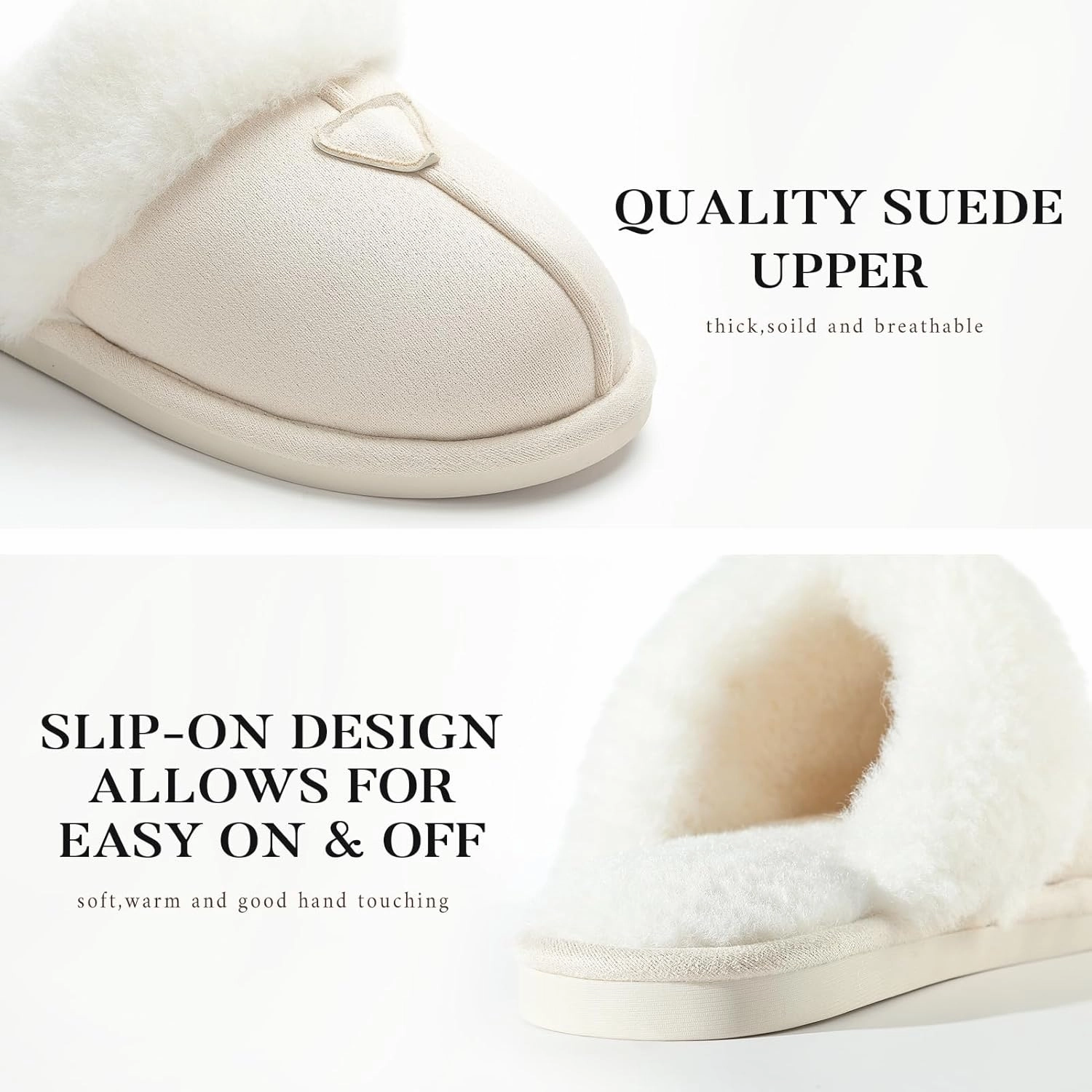 Parlovable Womens Fuzzy Slippers Memory Foam Suede House Slippers Faux Fur Indoor Outdoor Shoes