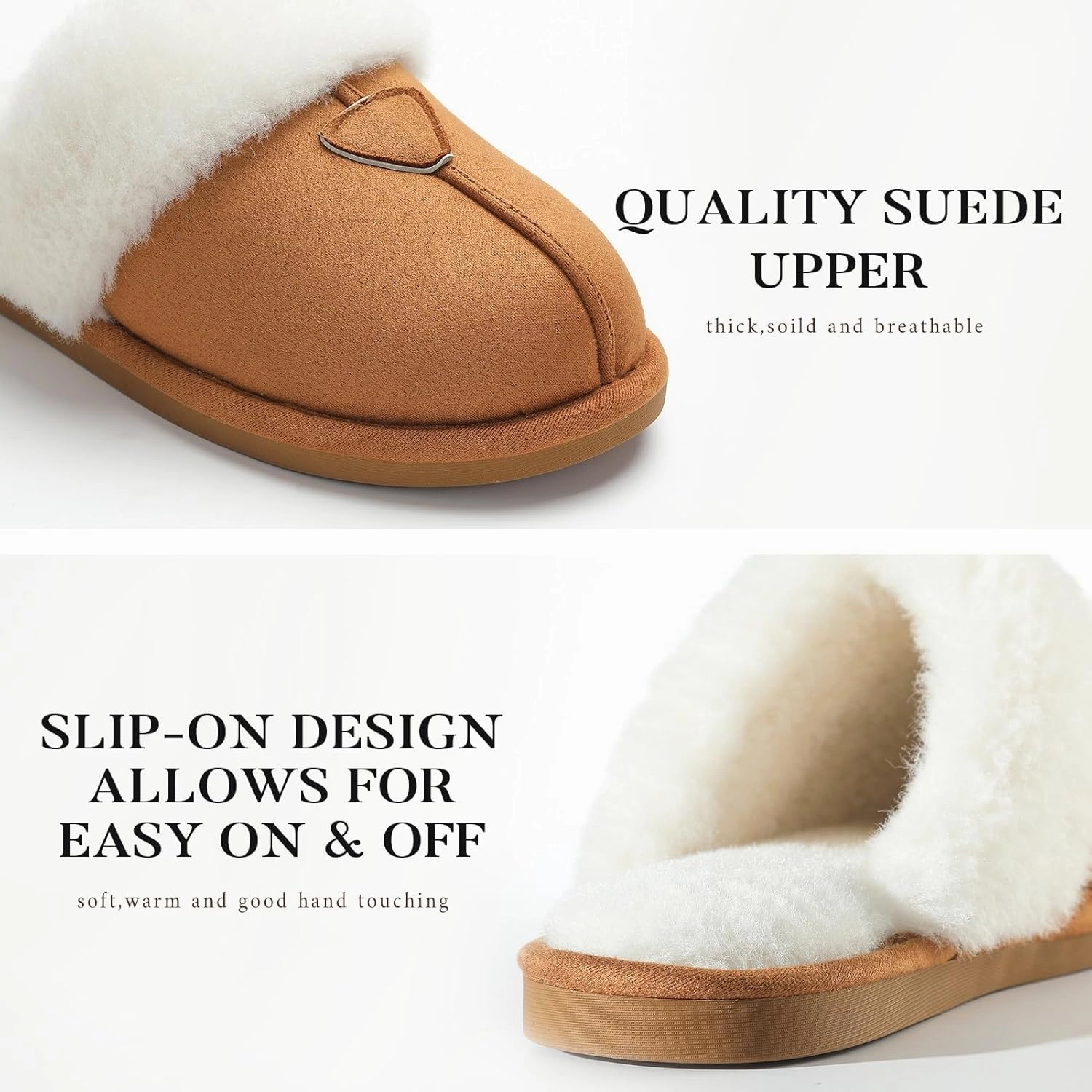 Parlovable Womens Fuzzy Slippers Memory Foam Suede House Slippers Faux Fur Indoor Outdoor Shoes