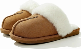 Parlovable Womens Fuzzy Slippers Memory Foam Suede House Slippers Faux Fur Indoor Outdoor Shoes