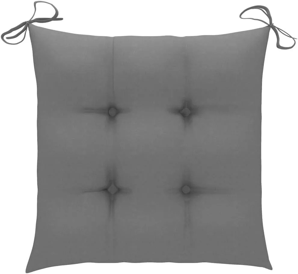 Patio Chairs 2pcs with Gray Cushions Solid Teak Wood Outdoor Furniture Foldable Camping Chairs for Patio Garden Pool
