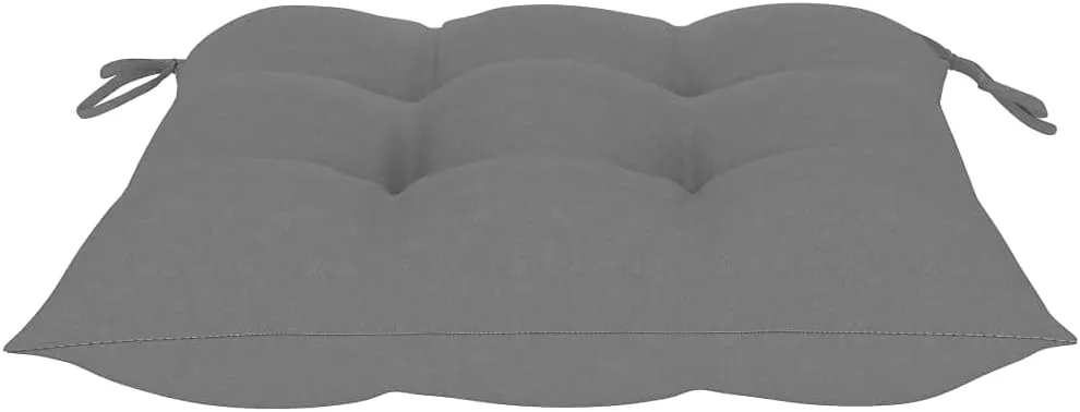 Patio Chairs 2pcs with Gray Cushions Solid Teak Wood Outdoor Furniture Foldable Camping Chairs for Patio Garden Pool