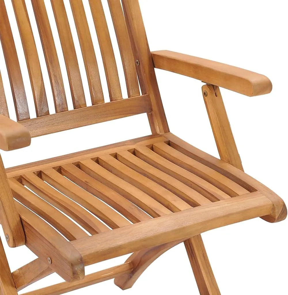 Patio Chairs 2pcs with Gray Cushions Solid Teak Wood Outdoor Furniture Foldable Camping Chairs for Patio Garden Pool