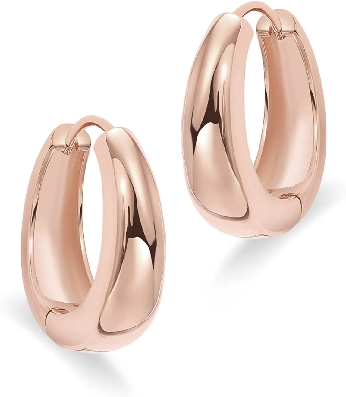 PAVOI 14K Gold Plated Sterling Silver Post Small Chunky Hoops Earrings | Thick Lightweight Gold Hoop Earrings for Women