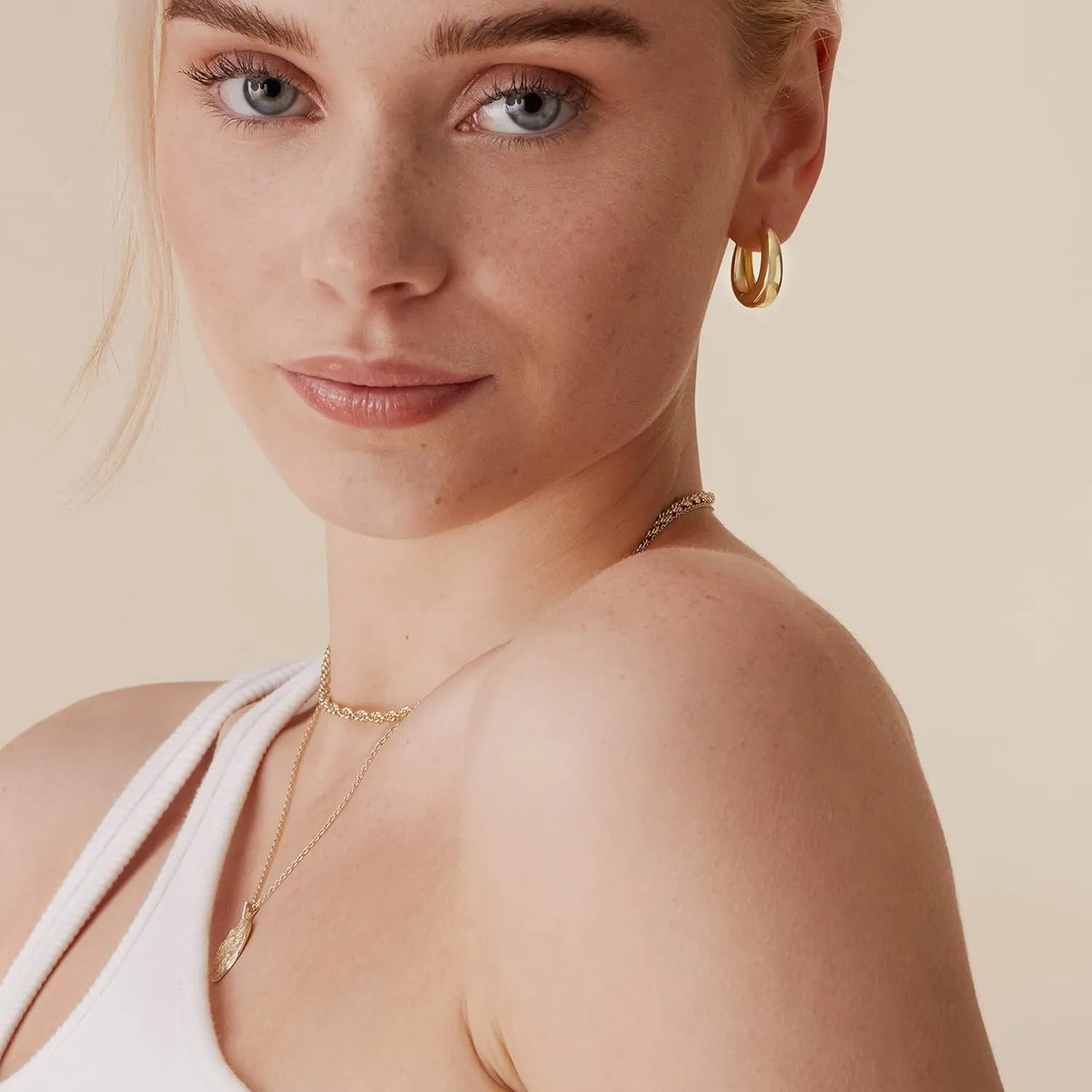 PAVOI 14K Gold Plated Sterling Silver Post Small Chunky Hoops Earrings | Thick Lightweight Gold Hoop Earrings for Women
